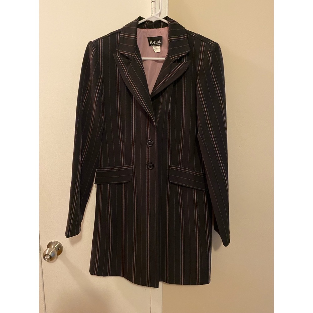 Pinstripe Overcoat (Black & Pink)